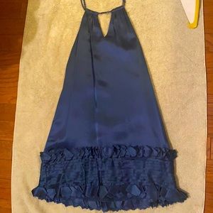 BCBG size 4 worn once. Silk navy cocktail dress with beautiful details